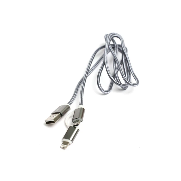 Дата кабель USB 2.0 AM to Lightning + Micro 5P 1.0m cotton PowerPlant (KD00AS1289) - Фото 1 Дата кабель USB 2.0 AM to Lightning + Micro 5P 1.0m cotton PowerPlant (KD00AS1289) - зображення 1