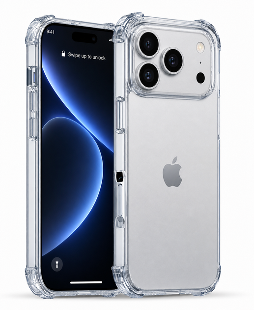 Противоударный чехол для iPhone 17 Pro Max IPAKY Crystal Series с бортиками Прозрачный - Фото 1 Противоударный чехол для iPhone 17 Pro Max IPAKY Crystal Series с бортиками Прозрачный - изображение 1