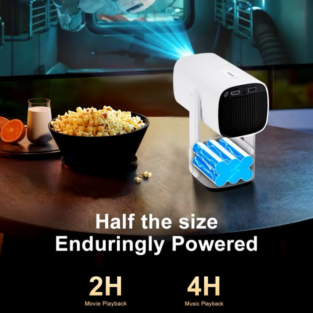 Проектор портативний K2 4К (Android 11, 230 ANSI, Bluetooth + WiFi, 1Gb + 8Gb) Білий - зображення 6