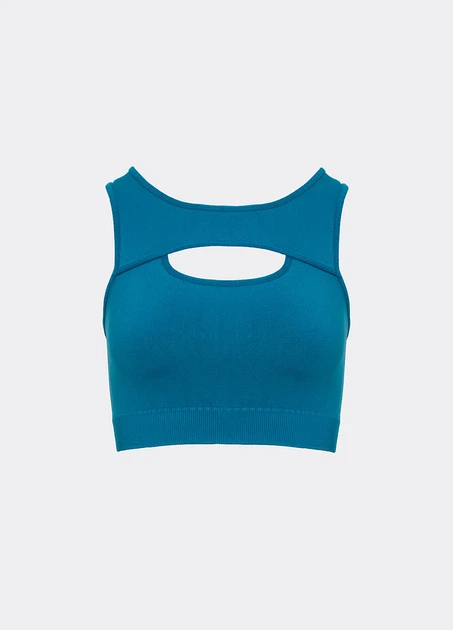 Бесшовный женский топ с акцентным вырезом Giulia FLEX TOP ENERGY L/XL Blue-lyons, стильный топ, из микрофибры, для спорта - изображение 4