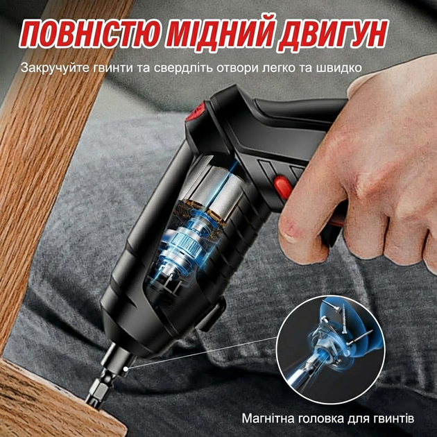Отвертка трансформер аккумуляторная 36 элементов мини-шуруповерт для ремонта и сборки мебели - изображение 6