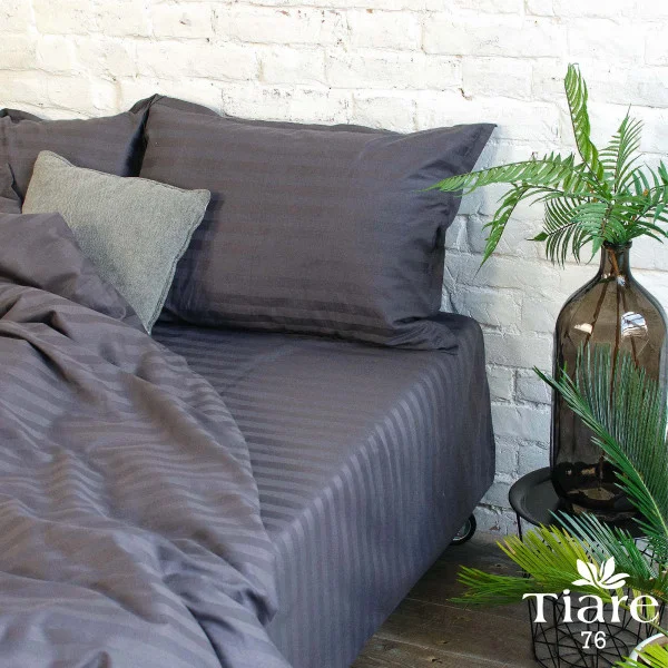 Комплект постельного белья Tiare двуспальный Satin Stripte 76 100% хлопок - изображение 2