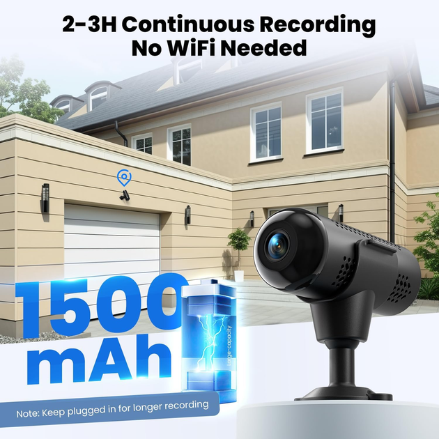 Міні-камера няня JOYTOUR 2K: Дводіапазонний WiFi 2.4/5G, Безкоштовна хмара, Нічне бачення, Датчик руху, Black - зображення 6