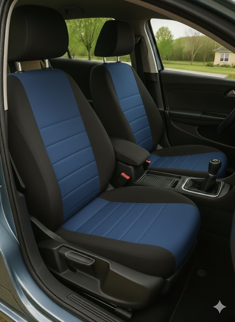 Авточехлы на Mitsubishi Lancer X Auto Style экокожа черно синие - изображение 3