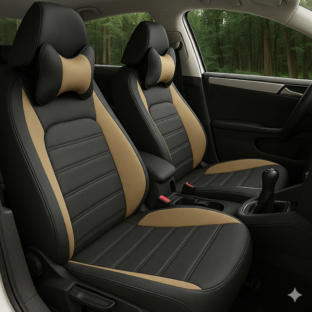 Авточохли на Volkswagen Passat B4 Auto Style НЕО Х Аригона чорно бежеві - зображення 2