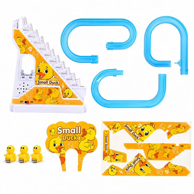 Интерактивная игра для детей Small Duck утиные гонки 5,5х14х25,5 см 3 уточки музыкальная игрушка эскалатор с утками утиная трасса Желтый - изображение 3