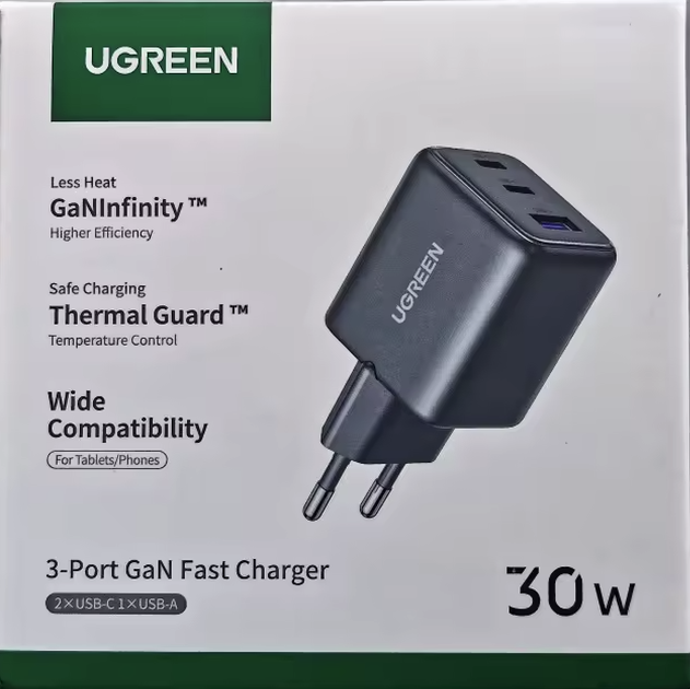 Зарядное устройство UGREEN 30W Fast Charger | 2×USB-C + USB-A | быстрая зарядка PD | для смартфона, планшета, наушников - изображение 7