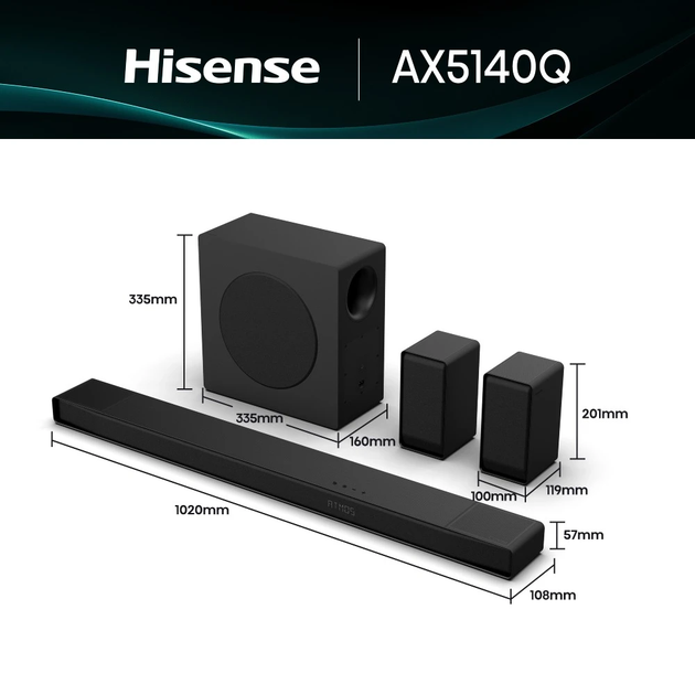 Саундбар Hisense AX5140Q (7221457) - Фото 2 Саундбар Hisense AX5140Q (7221457) - изображение 2