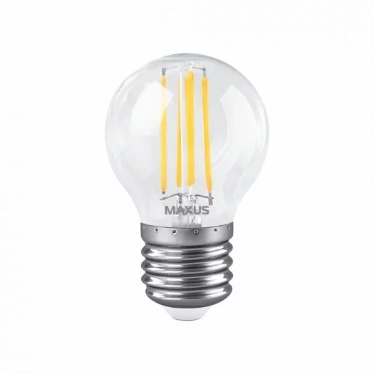 Лампа светодиодная филаментная MAXUS G45 FM 7W 4100K 220V E27 Clear - Фото 2 Лампа светодиодная филаментная MAXUS G45 FM 7W 4100K 220V E27 Clear - изображение 2