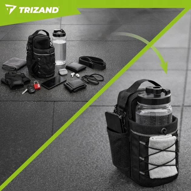 Магнитная спортивная сумка-органайзер Trizand 27596, 4.5 л, для спортзала, магнитное крепление, держатель для бутылки - изображение 5