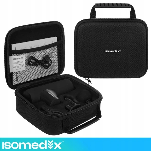 Перкуссионный массажер Isomedix Mini Gun 27311, аккумуляторный, 4 насадки, 5 режимов, с кейсом - изображение 6