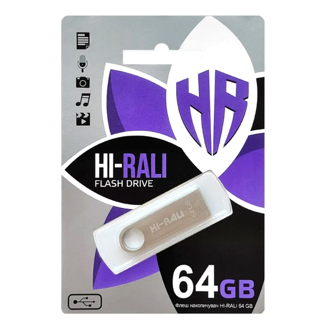 USB флешка Hi-Rali Shuttle 64GB металл для хранения и переноса данных - зображення 2
