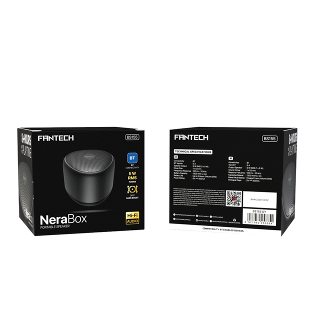 Портативная колонка FANTECH BS155 NeraBox мощность 5 Вт Bluetooth 5.4 серый ABS пластик для музыки и звонков - Фото 2 Портативная колонка FANTECH BS155 NeraBox мощность 5 Вт Bluetooth 5.4 серый ABS пластик для музыки и звонков - изображение 2
