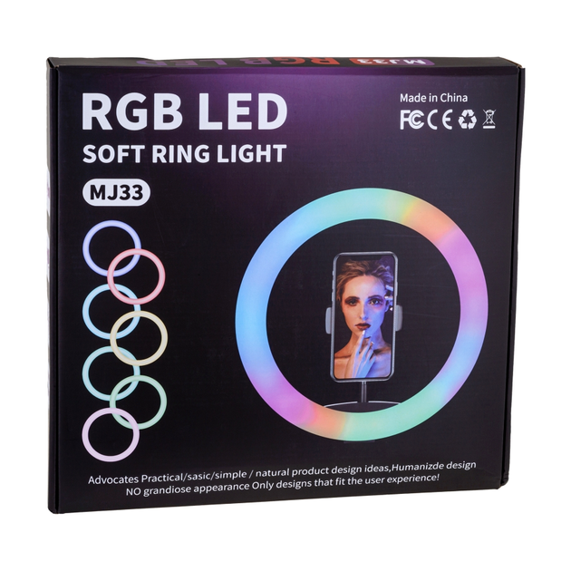 Лампа OEM RGB 33 см USB з тримачем для смартфона для професійного освітлення MJ33 чорний - Фото 2 Лампа OEM RGB 33 см USB з тримачем для смартфона для професійного освітлення MJ33 чорний - зображення 2