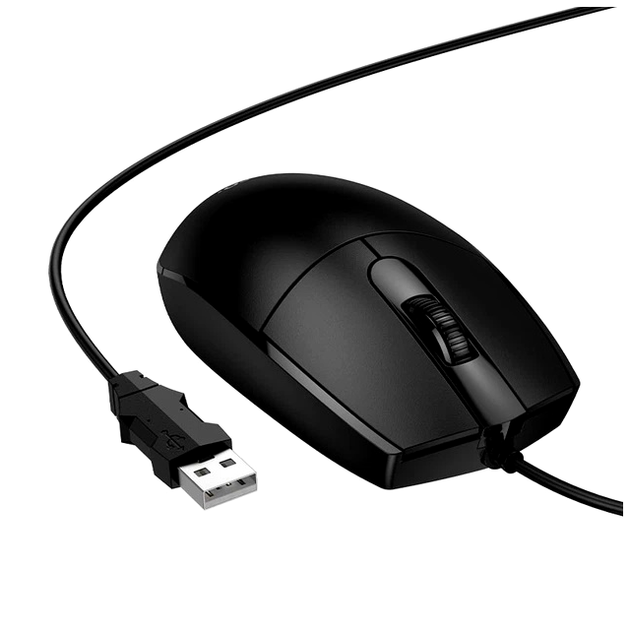 USB провідна оптична миша Hoco GM50 1000 DPI чорна з ABS пластику для комп'ютера - зображення 3