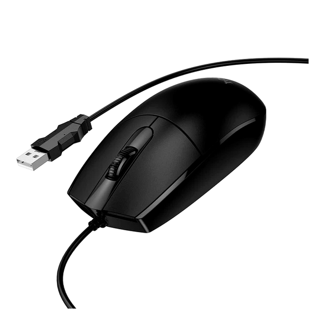 USB провідна оптична миша Hoco GM50 1000 DPI чорна з ABS пластику для комп'ютера - зображення 4
