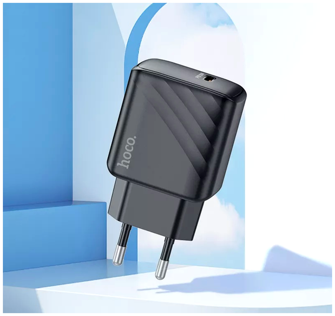 Мережевий зарядний пристрій Hoco CS22A 30 W USB-C Type-C чорний для швидкого заряджання ґаджетів - зображення 4