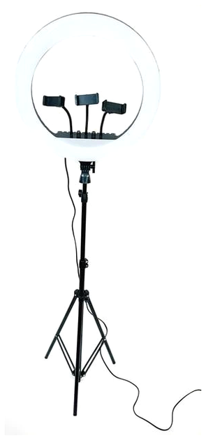 Лампа Fill Light RL-14 36 см чорна шарнірна конструкція з 3 тримачами для телефонів і регулюванням яскравості - Фото 6 Лампа Fill Light RL-14 36 см чорна шарнірна конструкція з 3 тримачами для телефонів і регулюванням яскравості - зображення 6