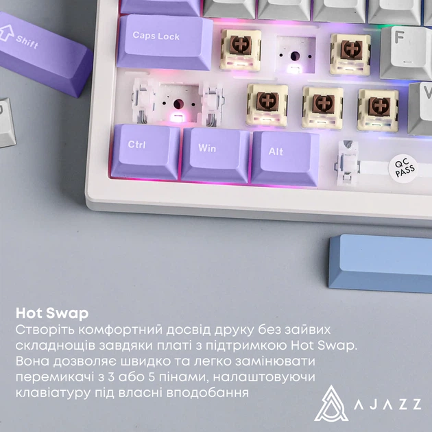 Бездротова механічна клавіатура Ajazz AK980 V2 Maillard Switch White (AK980-V2-M-PWB) - Фото 13 Бездротова механічна клавіатура Ajazz AK980 V2 Maillard Switch White (AK980-V2-M-PWB) - зображення 13
