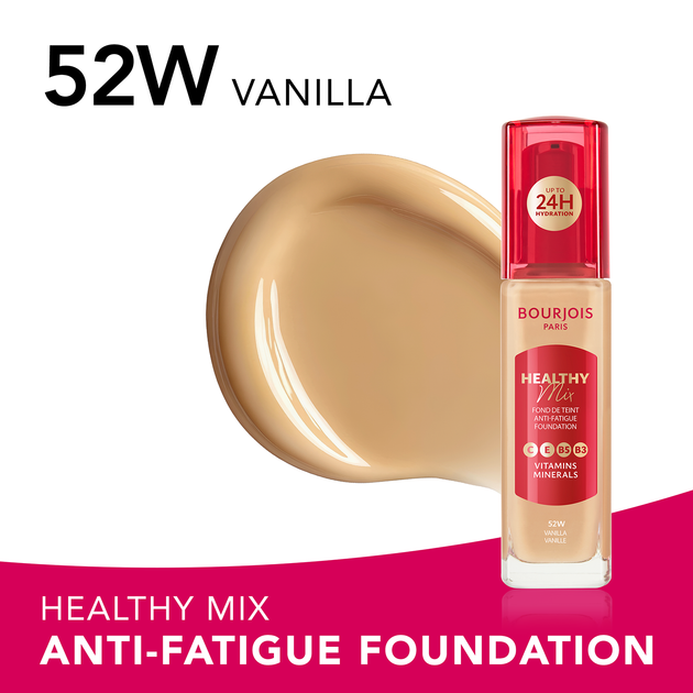 Тональная основа Bourjois Healthy Mix 52W Vanilla 30 мл (3616307172806) - Фото 4 Тональная основа Bourjois Healthy Mix 52W Vanilla 30 мл (3616307172806) - изображение 4