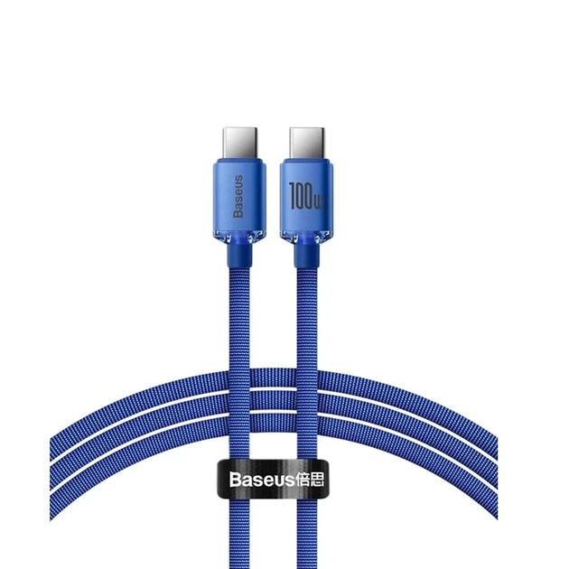 Кабель Baseus Crystal Shine Series Fast Charging Data Cable Type-C to Type-C 100W 1.2m Blue - Фото 1 Кабель Baseus Crystal Shine Series Fast Charging Data Cable Type-C to Type-C 100W 1.2m Blue - зображення 1