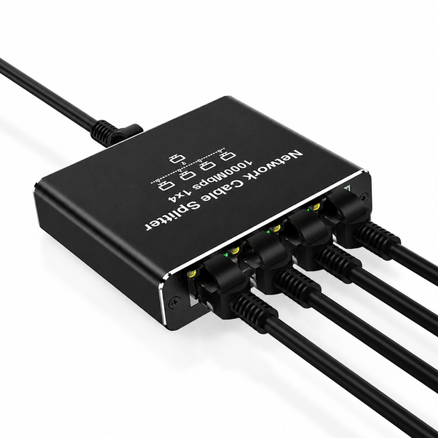 RJ45 разветвитель MZX 1x4 1000Mbps черный сетевой LAN адаптер сплиттер для интернет-кабелей Cat5e Cat6 Cat7 Cat8 - изображение 6