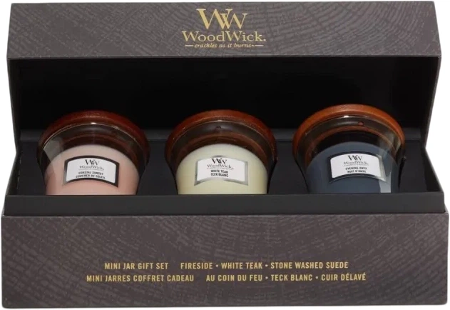 Набір свічок Woodwick Mini Jar 3 шт (5038581150147) - Фото 2 Набір свічок Woodwick Mini Jar 3 шт (5038581150147) - зображення 2
