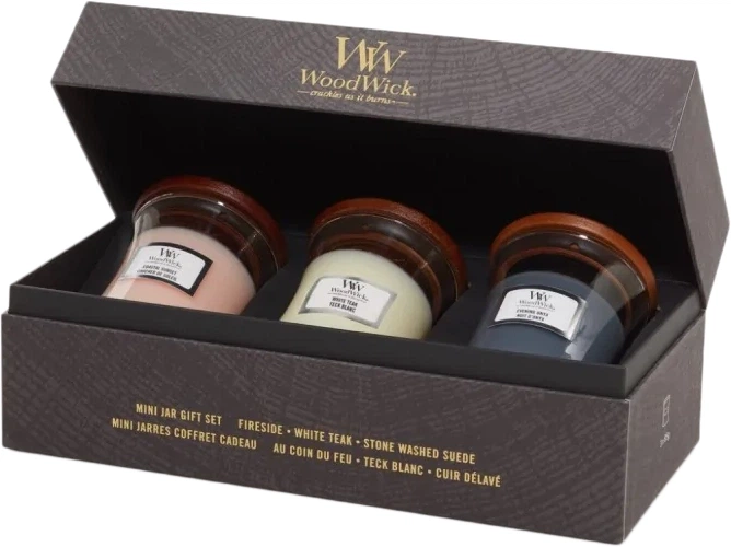 Набір свічок Woodwick Mini Jar 3 шт (5038581150147) - Фото 3 Набір свічок Woodwick Mini Jar 3 шт (5038581150147) - зображення 3