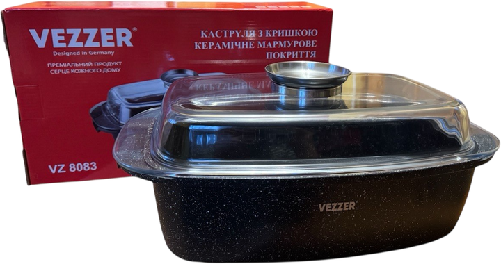 Гусятниця Vezzer з мармуровим покриттям з кришкою 5.5 л (VZ8083) - Фото 2 Гусятниця Vezzer з мармуровим покриттям з кришкою 5.5 л (VZ8083) - зображення 2