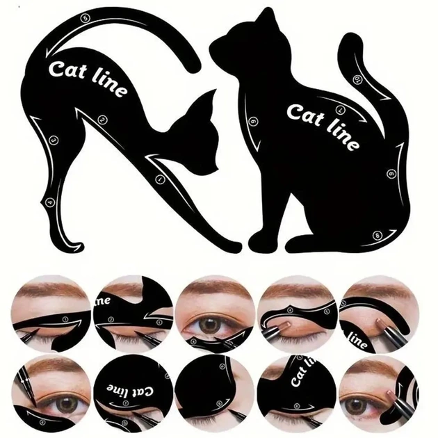Трафарет для стрілок Cat line набір 2 шт. для ідеального макіяжу очей. Aivory - изображение 2