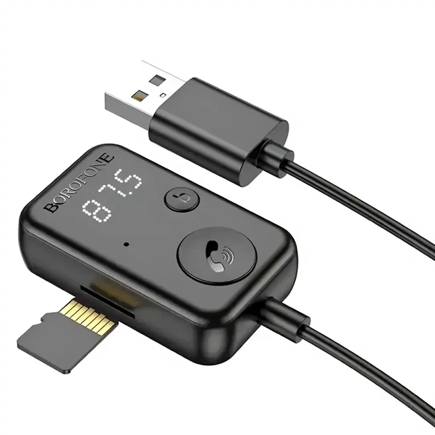FM модулятор Borofone BC49 с Bluetooth 5.3 AUX USB для автомобиля черный - изображение 7