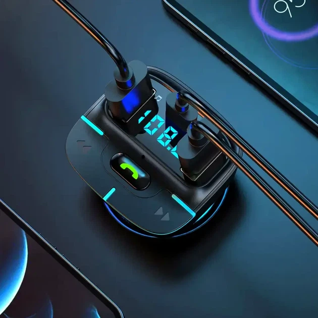 Автомобильный FM модулятор с дисплеем, Bluetooth, 2хUSB GZ03 - изображение 8
