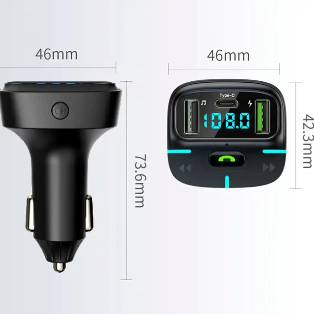 Автомобильный FM модулятор с дисплеем, Bluetooth, 2хUSB GZ03 - изображение 9