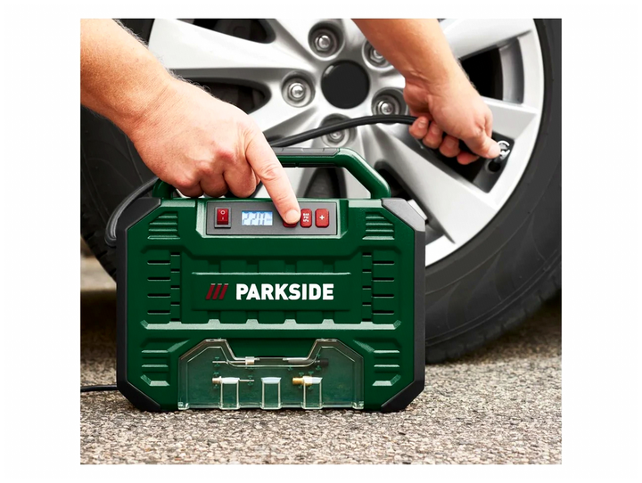 Автомобильный компрессор Parkside 150 Вт 12 В 8 бар портативный для накачивания шин и мячей PMK 150 A1 - изображение 4