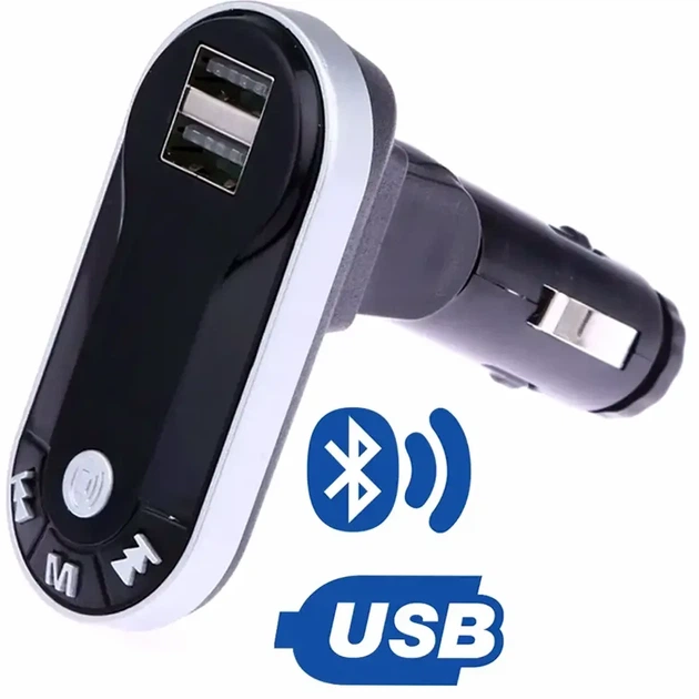 FM-трансмиттер Bluetooth для автомобиля с пультом 2 USB порта поддержка MicroSD 12-24V CM i9 черный - изображение 2
