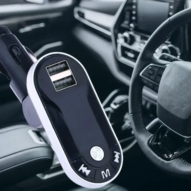 FM-трансмиттер Bluetooth для автомобиля с пультом 2 USB порта поддержка MicroSD 12-24V CM i9 черный - изображение 5