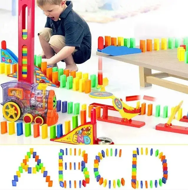 Конструктор игрушка-поезд домино, DOMINO Happy Truck sciries COLORS 60 деталей - изображение 4