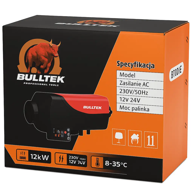 Мощный автономный нагреватель дизельный Bulltek BT001E : 12 кВт, 12/24 V (BT001E) - изображение 9