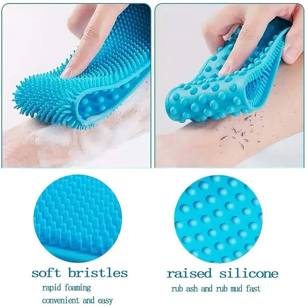 Силиконовая очищающая мочалка щетка - Silicone bath towel массажная для душа и ванны - изображение 5