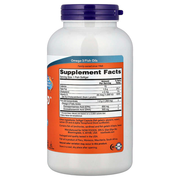 Рыбий жир NOW Foods "Ultra Omega 3-D Fish Oil" жирные кислоты омега 3 с витамином D3, 1385 мг (180 желатиновых капсул) - Фото 2 Рыбий жир NOW Foods "Ultra Omega 3-D Fish Oil" жирные кислоты омега 3 с витамином D3, 1385 мг (180 желатиновых капсул) - изображение 2