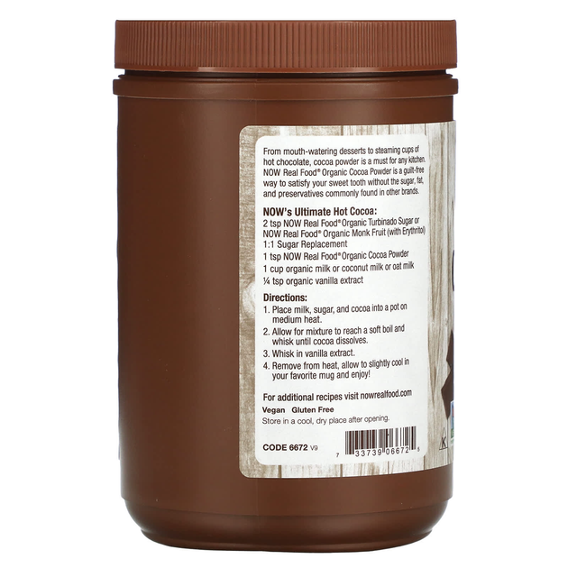 Органический какао-порошок NOW Foods, Real Food Cocoa Lovers "Organic Cacao Powder" натуральный шоколад, без сахара (340 г) - изображение 3