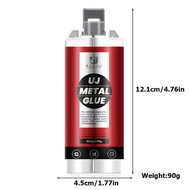 Високоміцний двокомпонентний клей UJ Metal Glue для металу, пластику та кераміки: термостійка ремонтна маса AB, 90 г. - Фото 2 Високоміцний двокомпонентний клей UJ Metal Glue для металу, пластику та кераміки: термостійка ремонтна маса AB, 90 г. - изображение 2