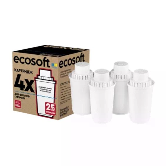 Комплект картриджей 3+1 ECOSOFT для фильтров-кувшинов (CRVK4AQRECO) - Фото 1 Комплект картриджей 3+1 ECOSOFT для фильтров-кувшинов (CRVK4AQRECO) - изображение 1