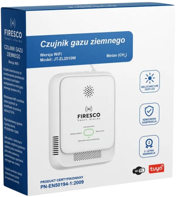 Датчик природного газу Firesco JT-ZL2010W з WiFi додаток Tuya (5904507904807) - зображення 4