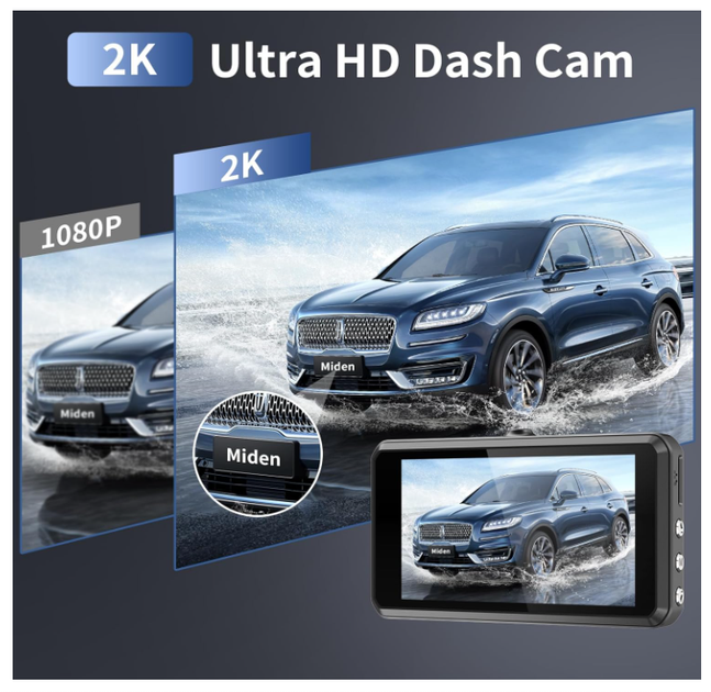 2K Dual Dash Camera Регистратор для автомобиля, передняя и задняя камера, FHD 2K + 1080P, 3.2’’’ IPS, 176° широкий угол, 64GB SD - Фото 2 2K Dual Dash Camera Регистратор для автомобиля, передняя и задняя камера, FHD 2K + 1080P, 3.2’’’ IPS, 176° широкий угол, 64GB SD - изображение 2