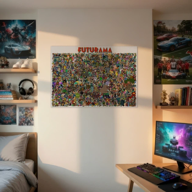 Інтер'єрна картина Футурама, Futurama, всі персонажі мультфільму, 60×85 см (id1802) - зображення 2