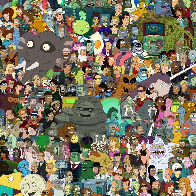 Інтер'єрна картина Футурама, Futurama, всі персонажі мультфільму, 60×85 см (id1802) - зображення 3
