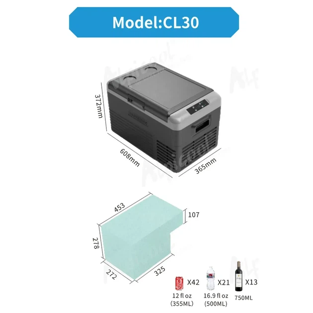 Портативный компрессорный автохолодильник Alpicool CL30G 29 л, автомобильный холодильник с морозильной камерой, 12/24/220 В, до -20 °C, для автомобиля - изображение 7