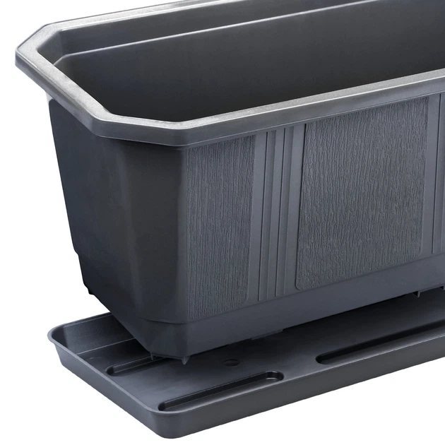 Doniczka balkonowa z uchwytami Kadax Oste 80 cm 3 szt Grafitowa (K8233) (5903699475256) - obraz 6