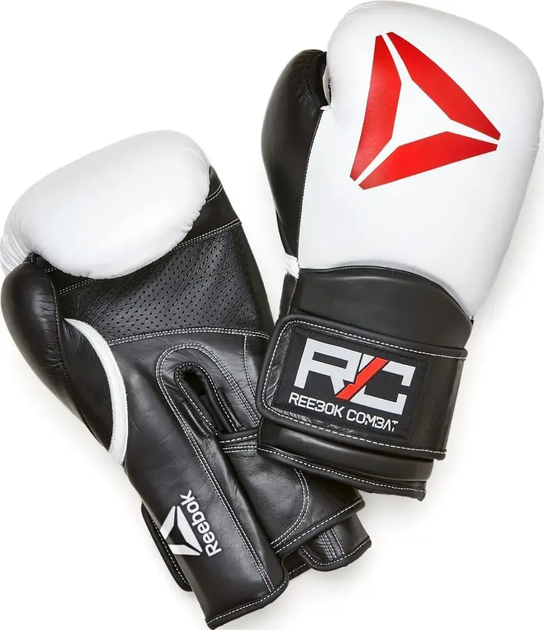 Боксерські рукавиці Reebok Combat Leather Boxing Gloves 10 унцій, чорно-білі - Фото 1 Боксерські рукавиці Reebok Combat Leather Boxing Gloves 10 унцій, чорно-білі - изображение 1